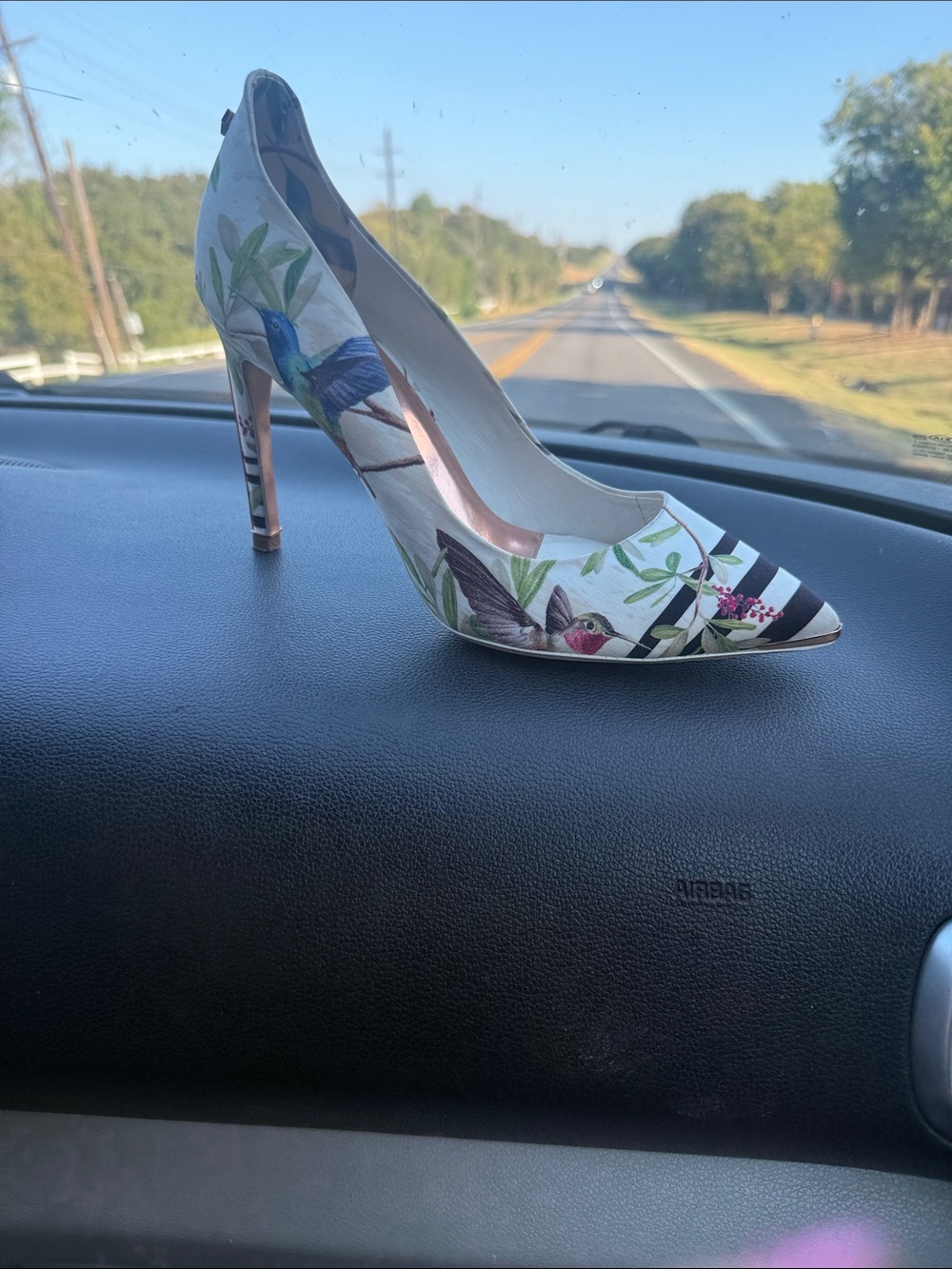 Ted Baker Floral White and Blue Pointed Pump